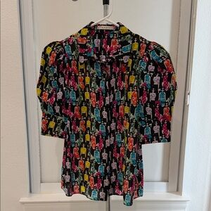 Vibrant Graphic Alice and Olivia Print Blouse